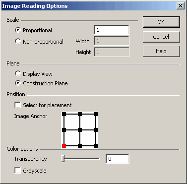 KeyCreator Drafting Import Image options