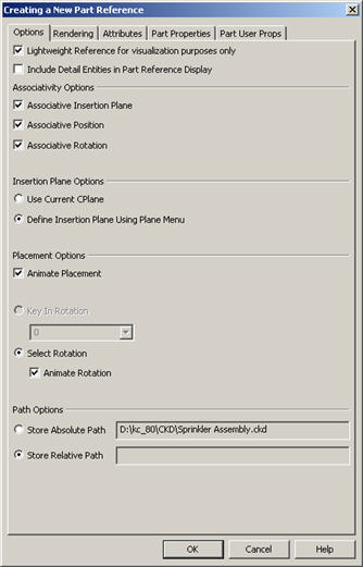 KeyCreator Drafting Assembly Create Reference options